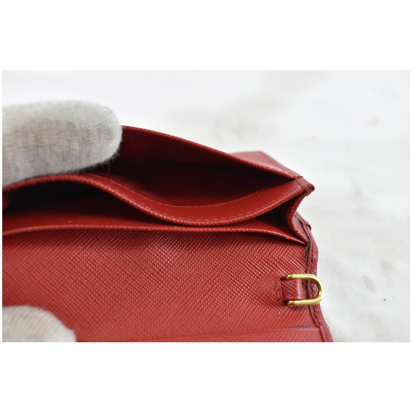 PRADA Saffiano Leather Bi-Fold Wallet Card Case Coin Purse Red - Final Sale