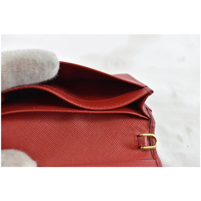 PRADA Saffiano Leather Bi-Fold Wallet Card Case Coin Purse Red - Final Sale