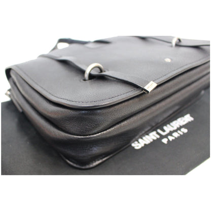 YVES SAINT LAURENT Large Charlotte Leather Messenger Bag Black