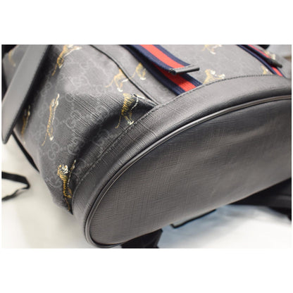 GUCCI Bestiary Tigers GG Supreme Microfiber Backpack Bag 495563 Black