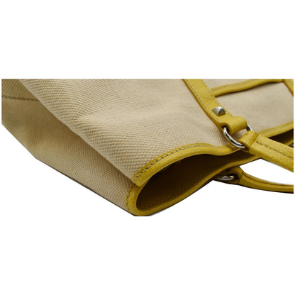 PRADA Fabric Canvas Leather Tote Bag Beige - 25% OFF