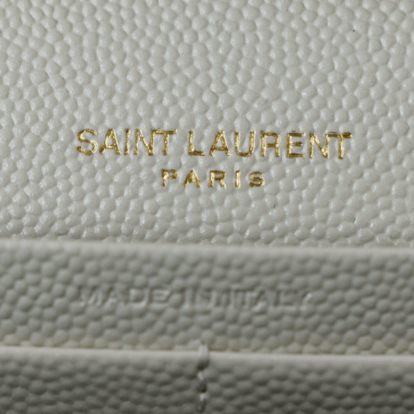 YVES SAINT LAURENT Mix Matelassé Small Grain De Poudre Chain Wallet Crossbody Bag Cream