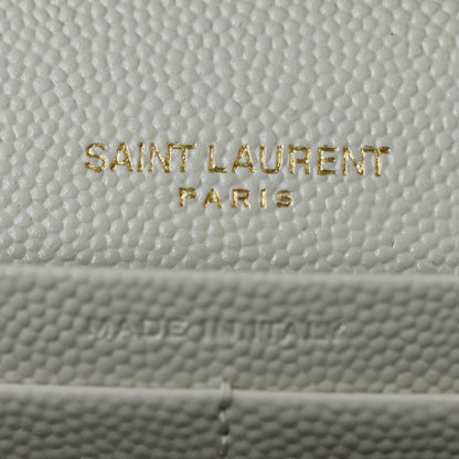 YVES SAINT LAURENT Mix Matelassé Small Grain De Poudre Chain Wallet Crossbody Bag Cream