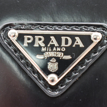 PRADA Re-Nylon Leather Shoulder Bag Black