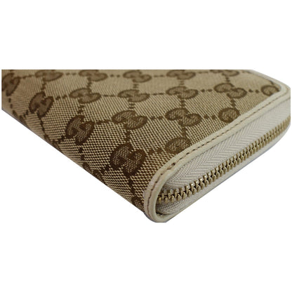 GUCCI Zip Around GG Canvas Long Wallet Beige 307980