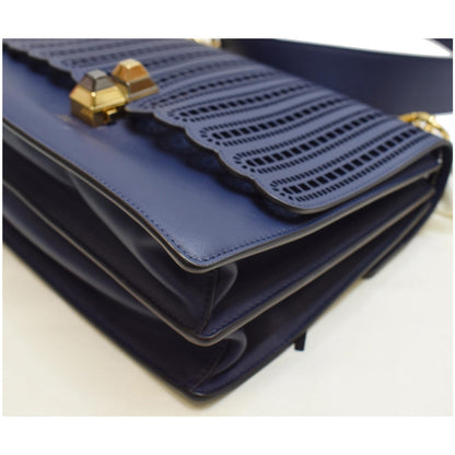 FENDI Small Kan I Perforated Leather Shoulder Bag Blue