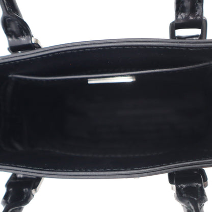 PRADA Small Brushed Leather Tote Shoulder Bag Black