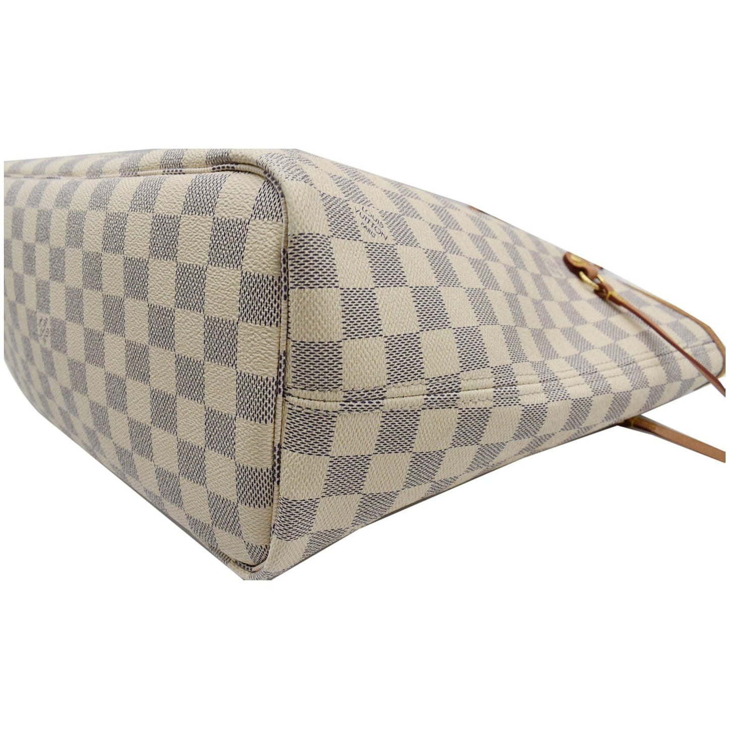 LOUIS VUITTON Neverfull MM Damier Azur Tote Bag Rose Ballerine