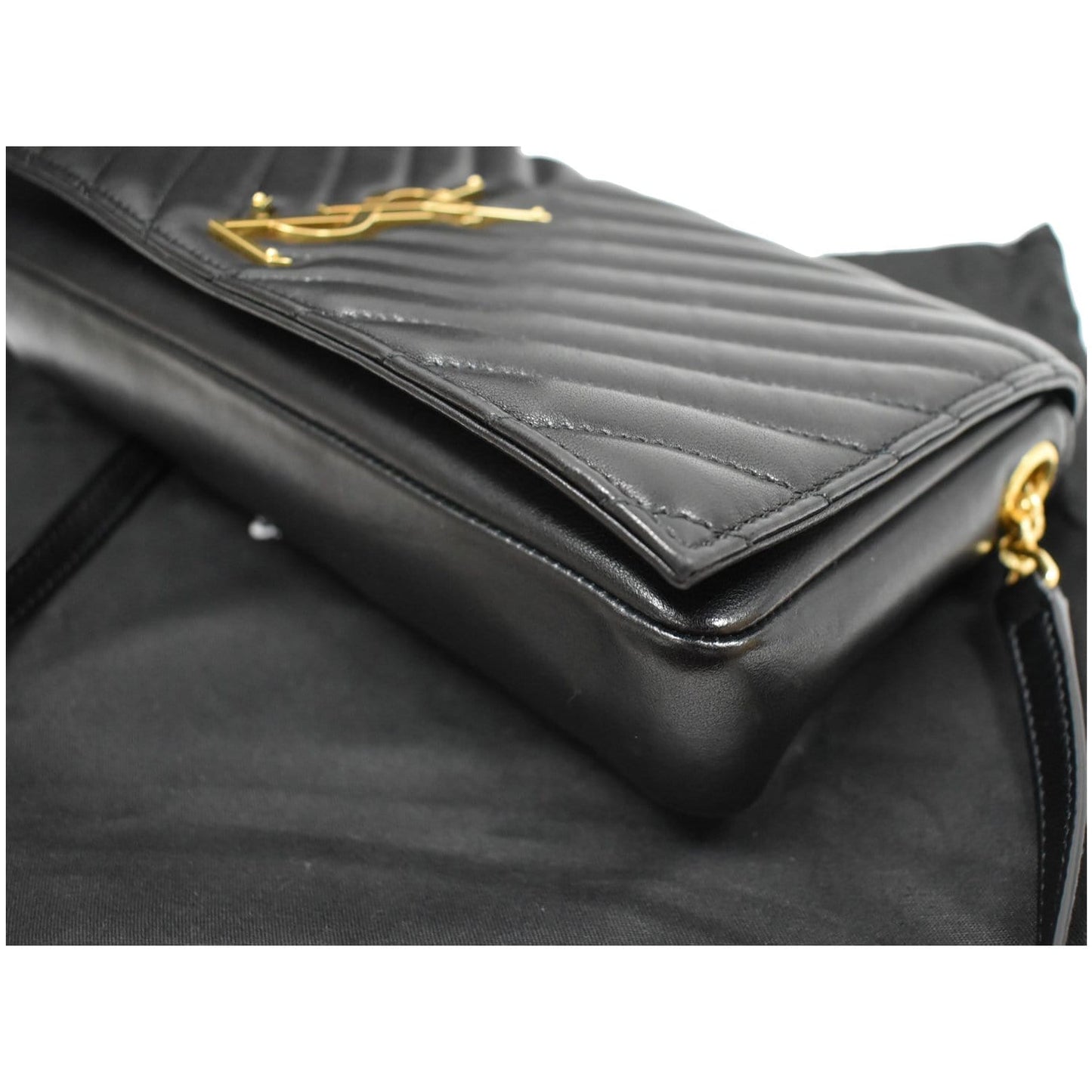 YVES SAINT LAURENT Kate 99 Chevron Leather Shoulder Bag Black