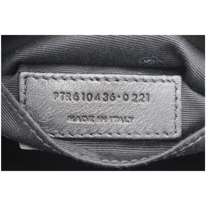 YVES SAINT LAURENT Vinyle Round Chevron Leather Camera Crossbody Bag Black