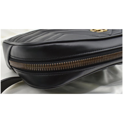 GUCCI GG Marmont Matelasse Leather Belt Bag Black 523380