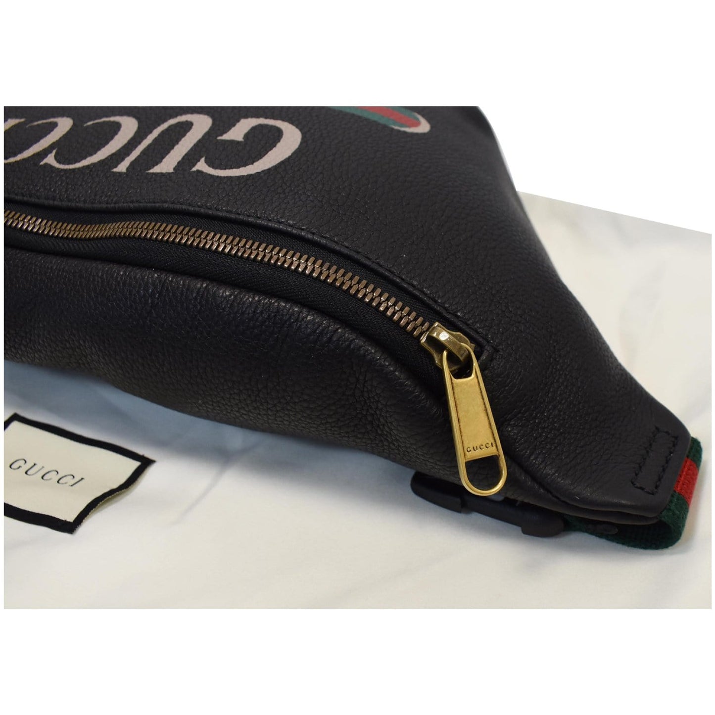 GUCCI Print Medium Leather Belt Bag Black 530412