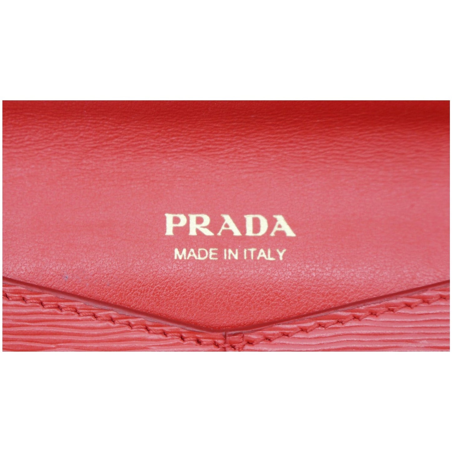 PRADA Envelope Leather Clutch Wallet Red