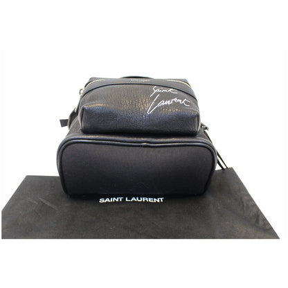 YVES SAINT LAURENT Toy City Embroidered Leather Backpack Bag Black