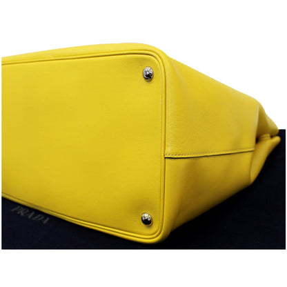 PRADA City Calf Buckle Tote Bag Yellow