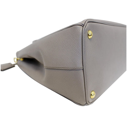 PRADA Saffiano Double Zip Executive Tote Shoulder Bag Grey