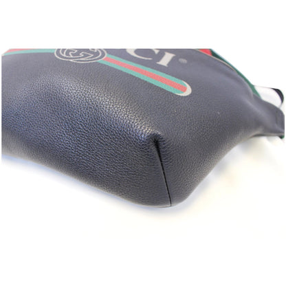 GUCCI Print Leather Black Belt Waist Bum Bag 493869
