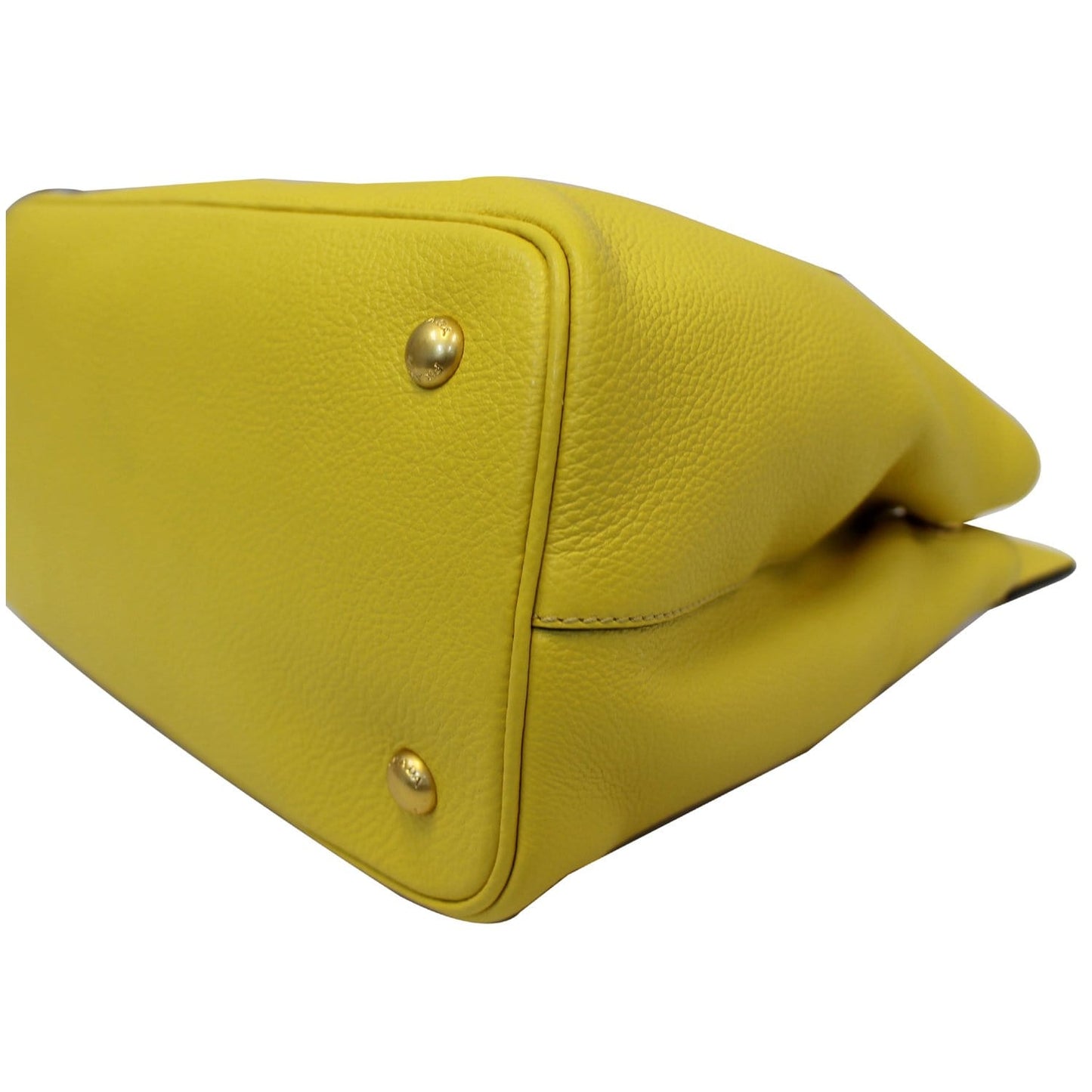 PRADA Vitello Phenix Leather Tote Bag Yellow - 25% OFF
