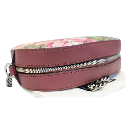GUCCI GG Supreme Monogram Blooms Print Mini Chain Crossbody Bag Beige
