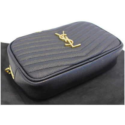YVES SAINT LAURENT Mini Lou Grain De Poudre Camera Bag Black