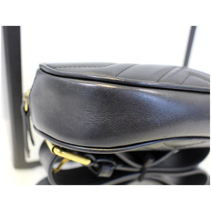 GUCCI GG Marmont Matelasse Black Leather Belt Bag 476434