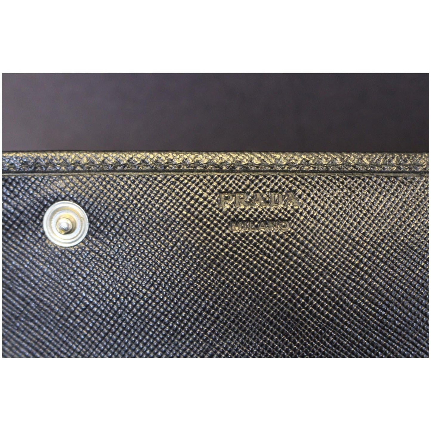 PRADA Saffiano Triangle Continental Flap Wallet