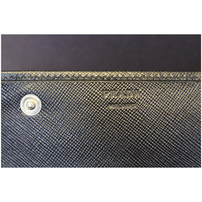 PRADA Saffiano Triangle Continental Flap Wallet