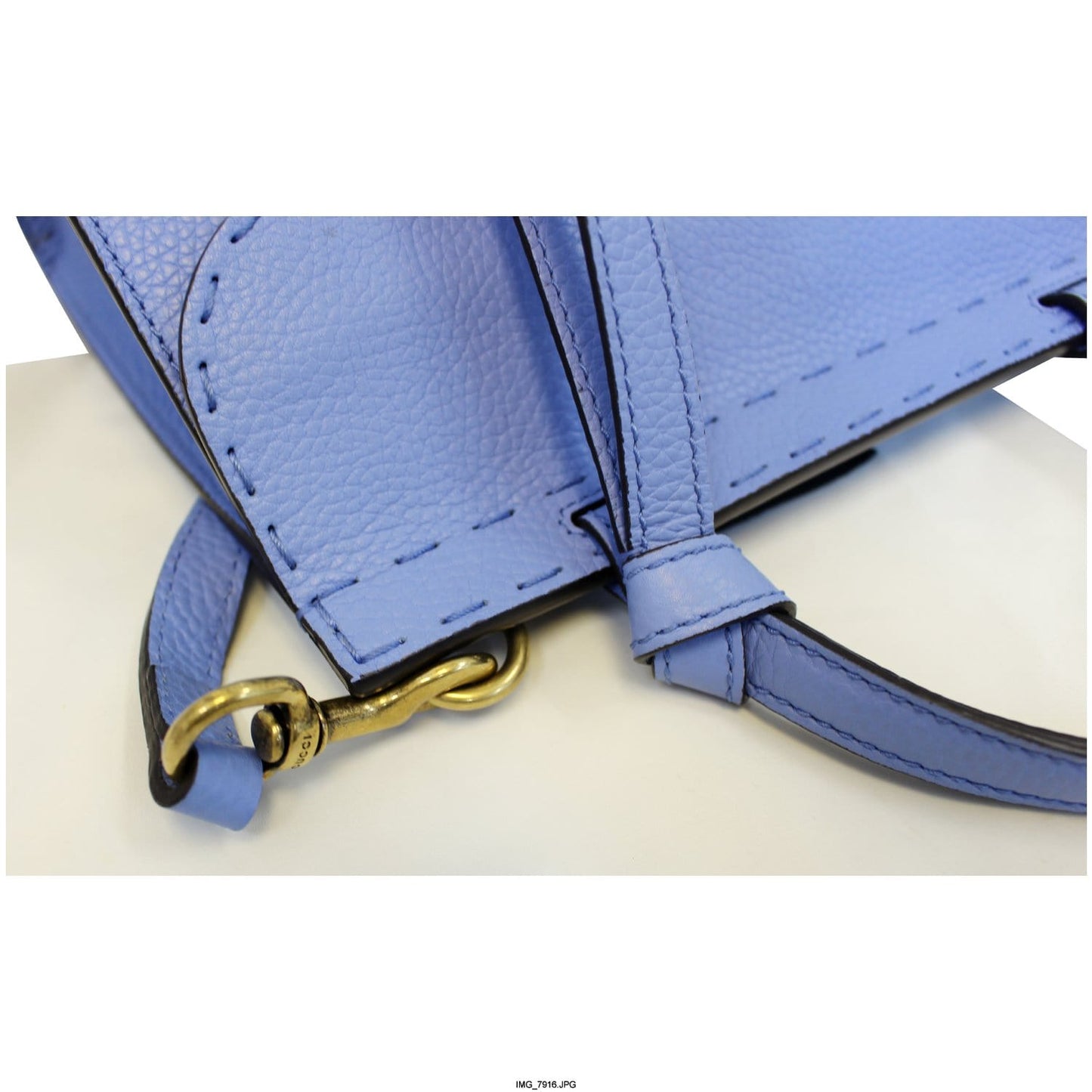 GUCCI GG Marmont Leather Top Handle Shoulder Bag Blue 442622