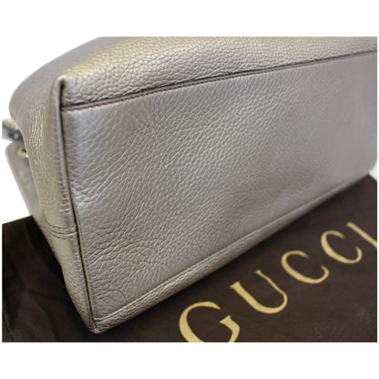 GUCCI Soho Pebbled Leather Chain Shoulder Bag 308982 Silver