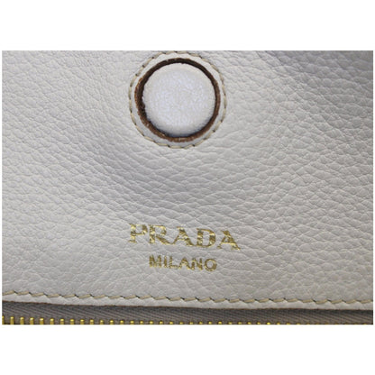 PRADA Large Vitello Daino Shopper Tote Bag White