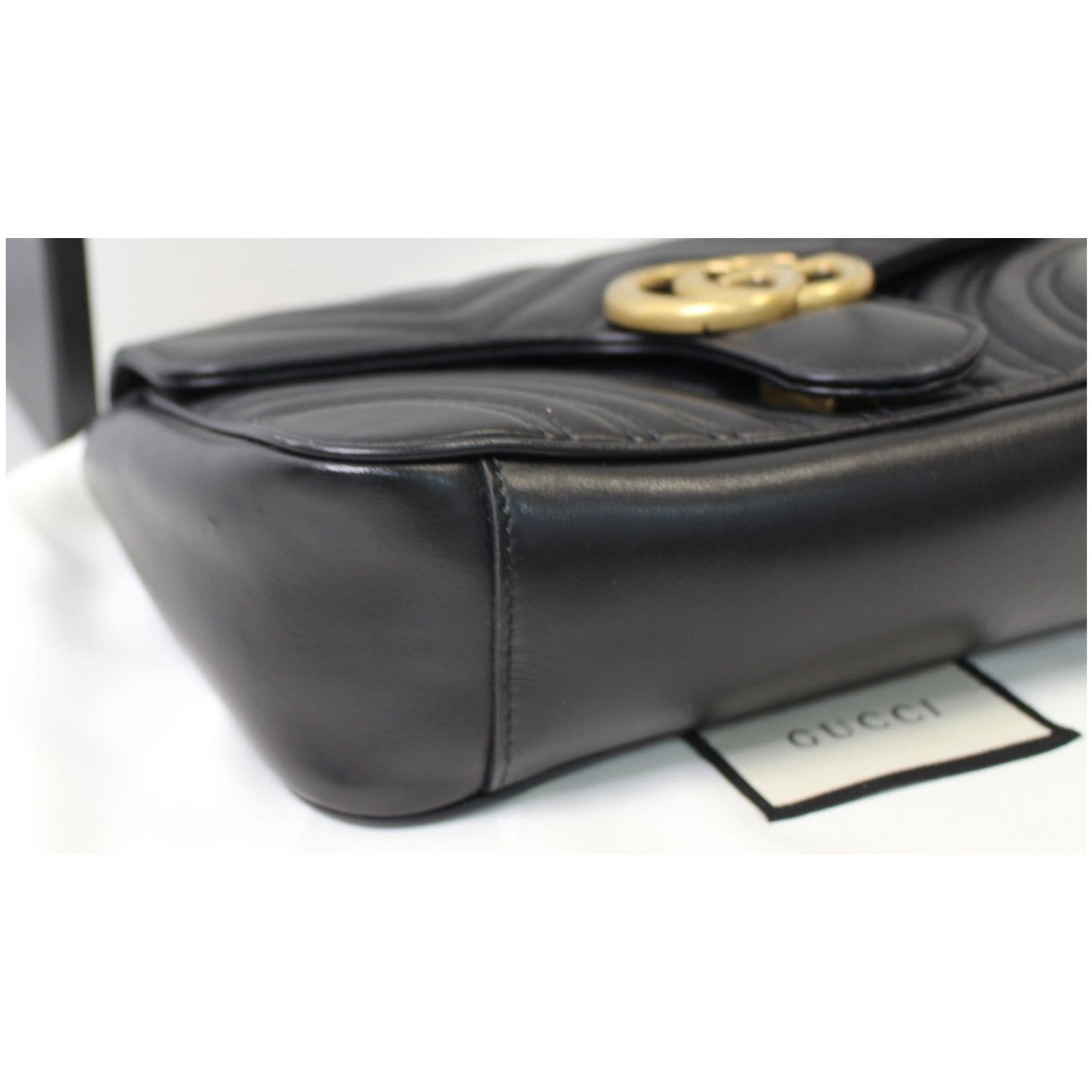 GUCCI GG Marmont Small Matelasse Leather Crossbody Bag Black 443497