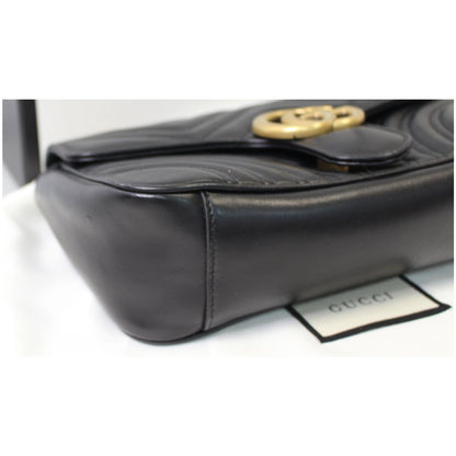 GUCCI GG Marmont Small Matelasse Leather Crossbody Bag Black 443497