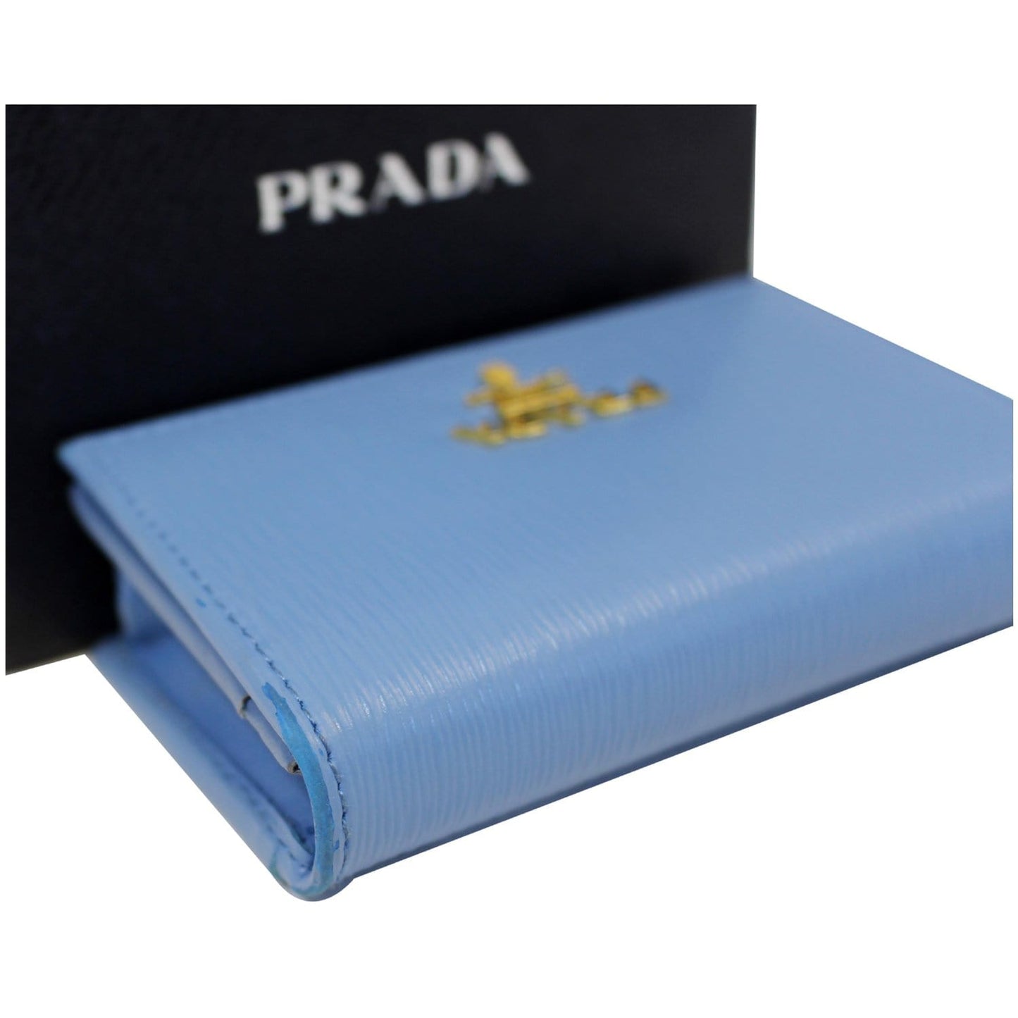 PRADA Saffiano Leather Blue Wallet