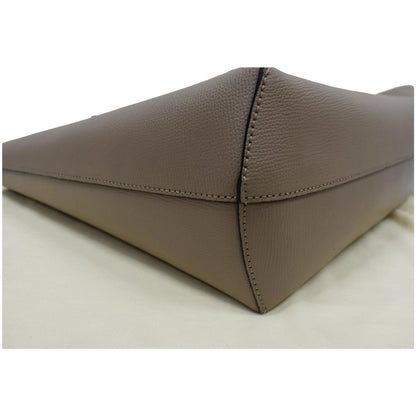 FENDI F Logo Calfskin Leather Shopping Tote Bag Taupe - Final Sale