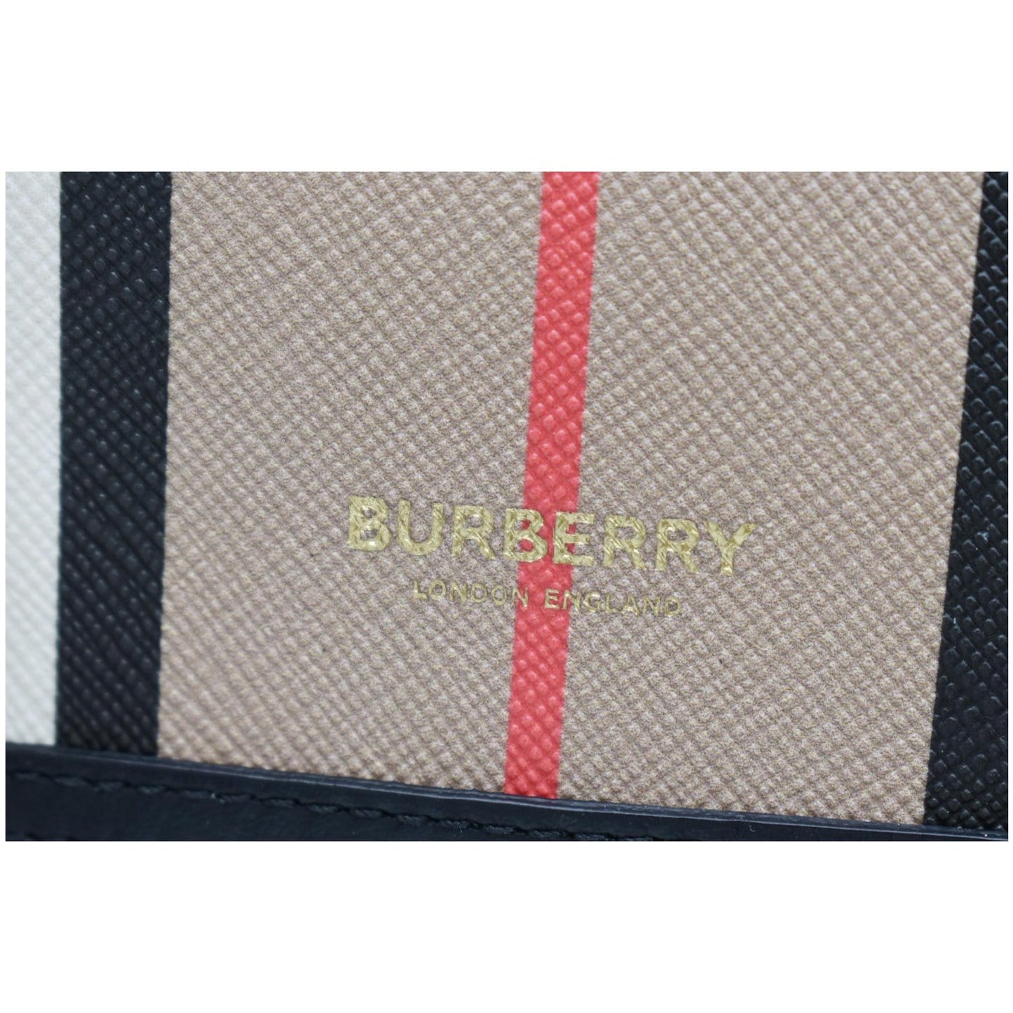 BURBERRY Jessie Icon Stripe E-Canvas Monogram Crossbody Card Case Beige