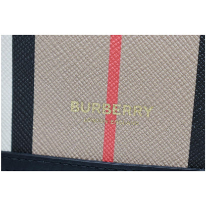 BURBERRY Jessie Icon Stripe E-Canvas Monogram Crossbody Card Case Beige