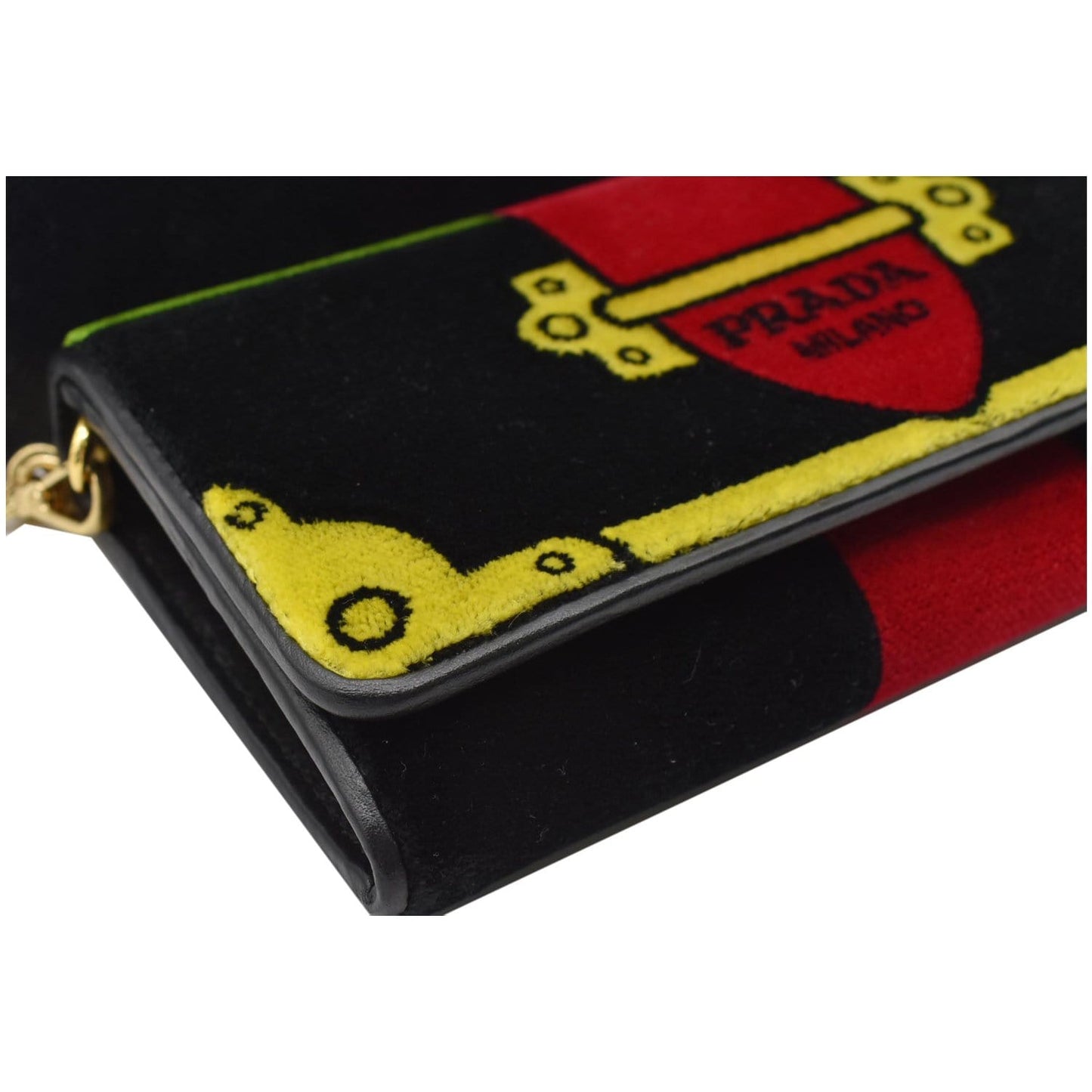 PRADA Cahier Velvet Clutch Bag Multicolor