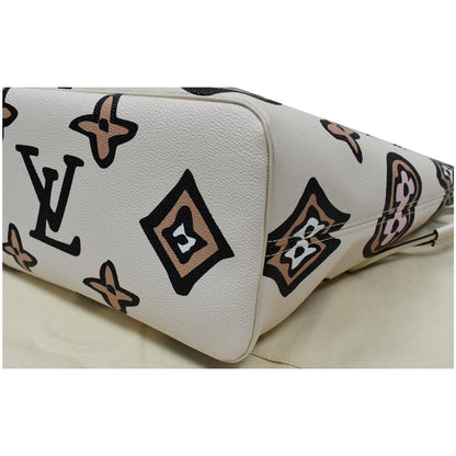 Louis Vuitton Neverfull MM Wild At Heart Monogram Canvas Tote Bag Cream