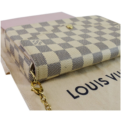 LOUIS VUITTON Pochette Felicie Damier Azur Crossbody Bag White