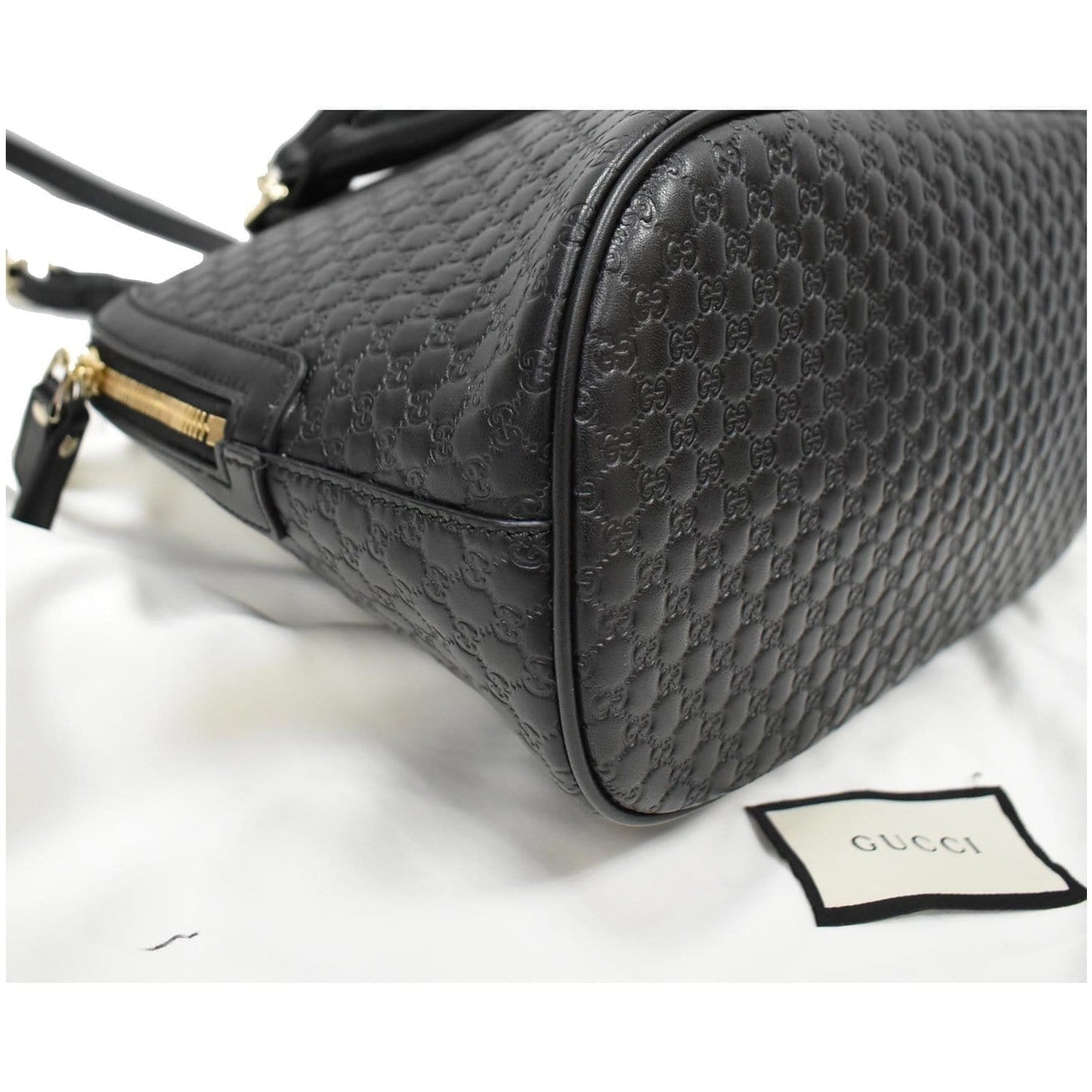 GUCCI Dome Medium Microguccissima Leather Shoulder Bag Black 449663