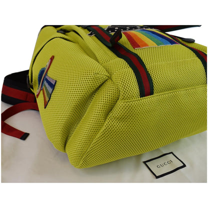 GUCCI Techpack Hollywood Embroidery Mesh Fabric Backpack Bag Lime 429037