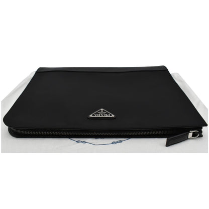 PRADA Document Nylon Leather Pouch Black