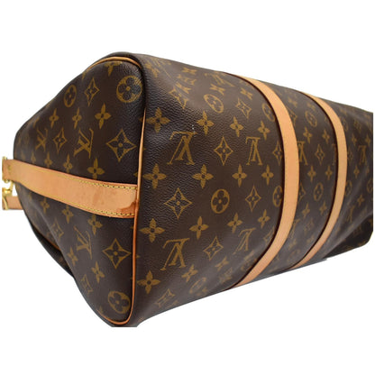 LOUIS VUITTON Keepall 45 Bandouliere Monogram Canvas Travel Bag Brown