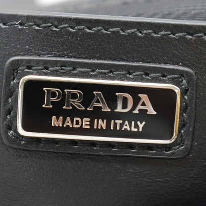 PRADA Re-Nylon Leather Shoulder Bag Black