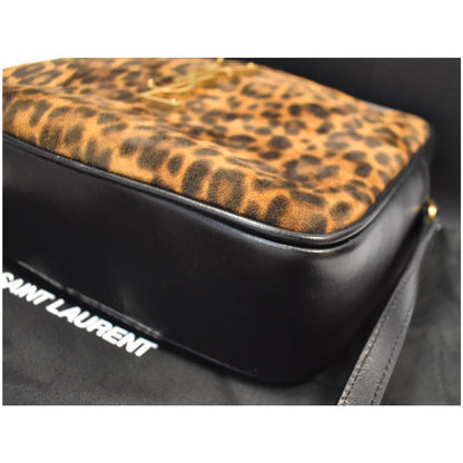 YVES SAINT LAURENT Lou Camera Leopard-Print Leather Crossbody Bag Black