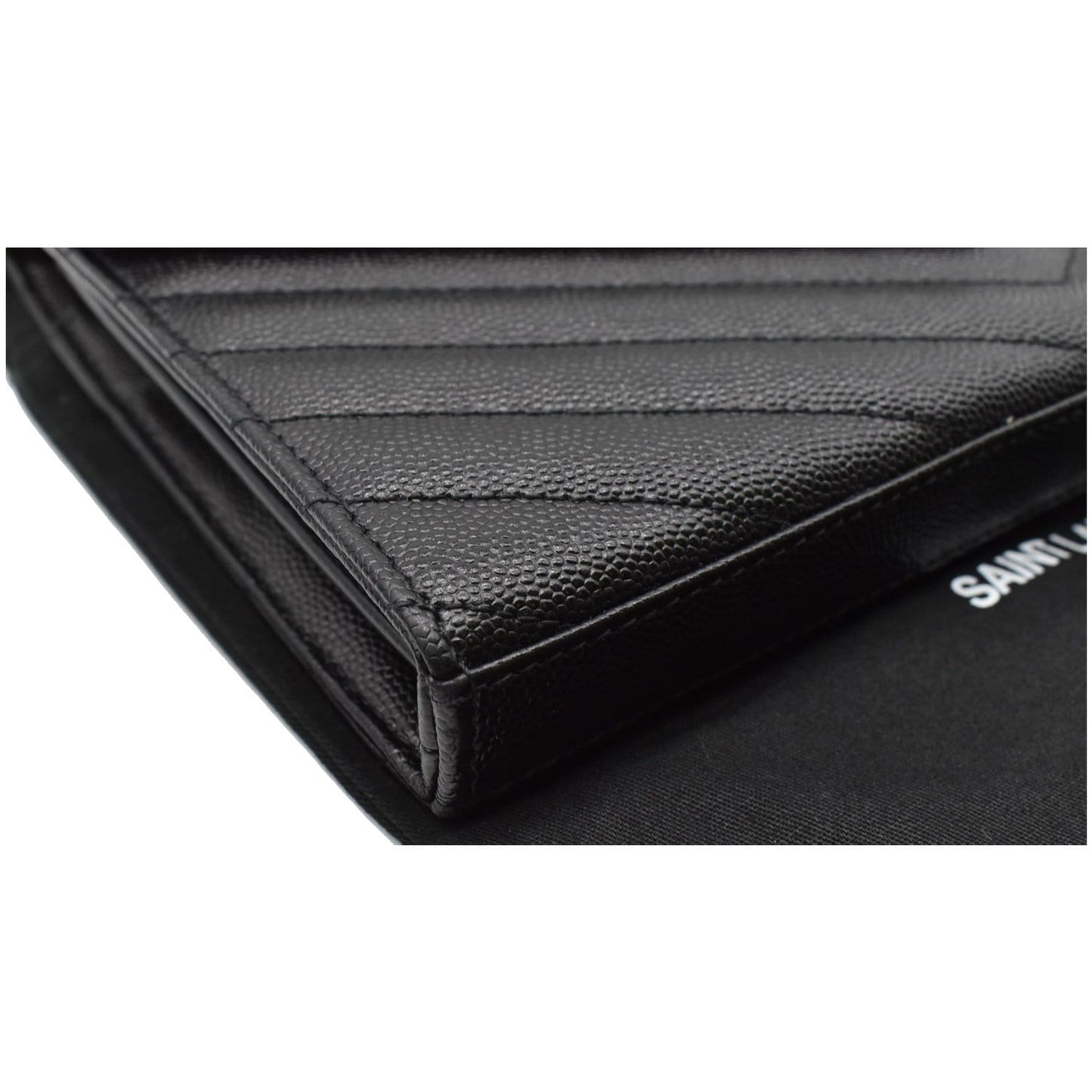 YVES SAINT LAURENT Monogram Envelope Leather Crossbody Chain Wallet Black