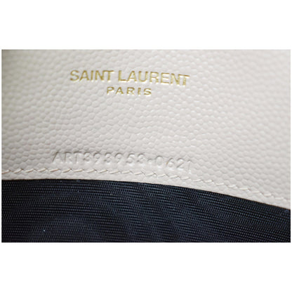 YVES SAINT LAURENT Matelasse Chevron Grain De Poudre Envelope Chain Wallet Beige