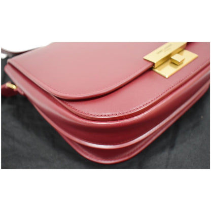 YVES SAINT LAURENT Betty Smooth Leather Shoulder Bag Burgundy