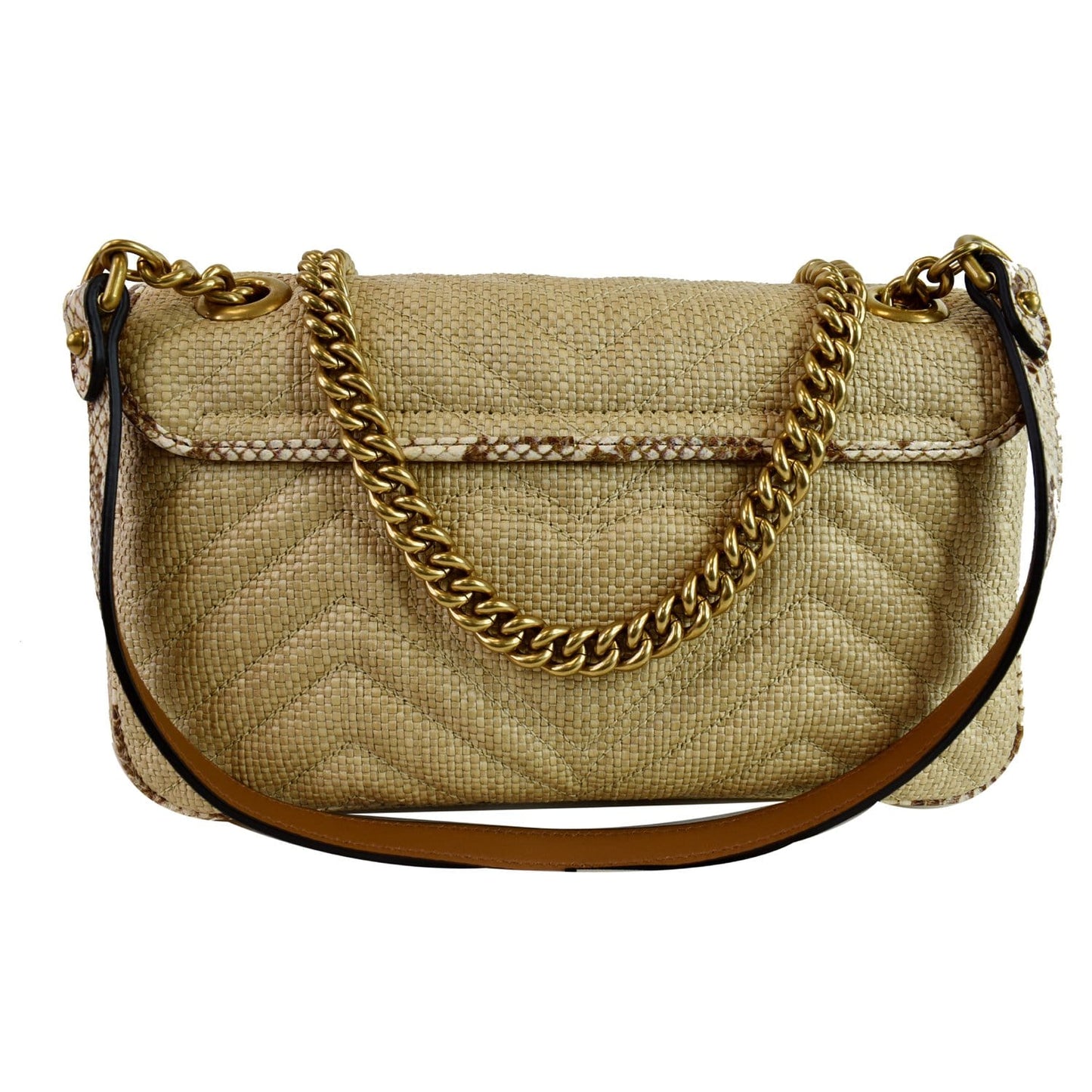 GUCCI GG Marmont Raffia Small Shoulder Bag Beige 443497 - 20% OFF