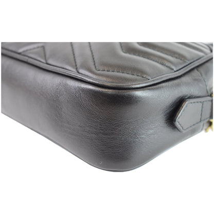 GUCCI GG Marmont Matelasse Mini Leather Crossbody Bag Black 448065